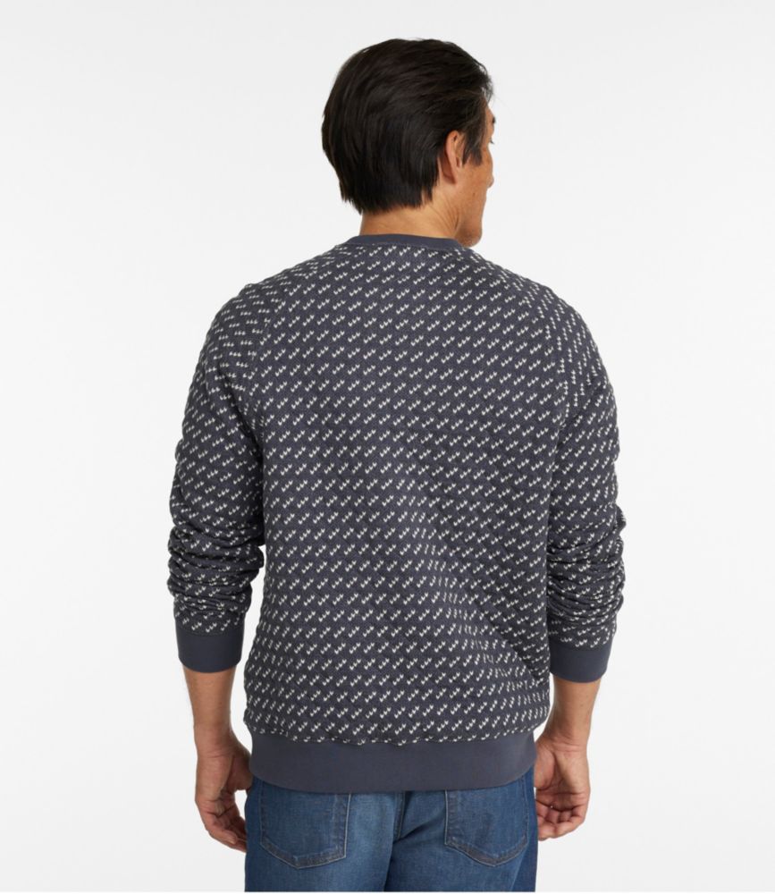 Men's Bean's Quilted Sweatshirt, Crewneck, Print, Classic Navy Birdseye, small image number 3