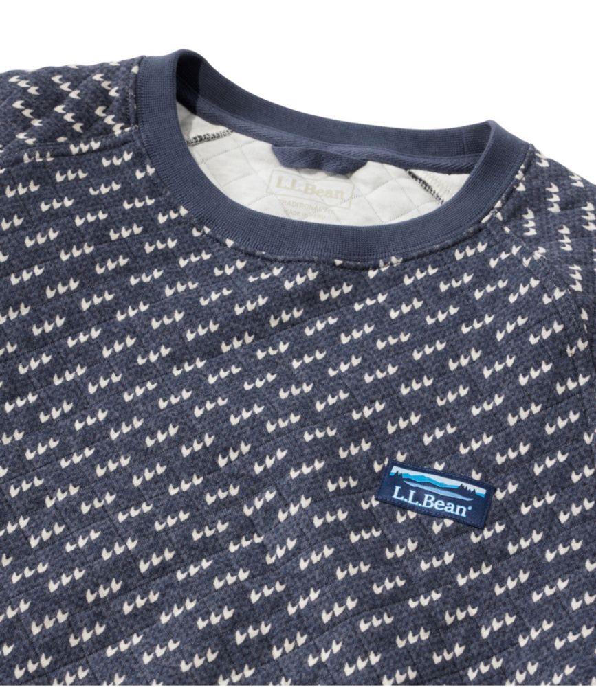 Men's Bean's Quilted Sweatshirt, Crewneck, Print, Classic Navy Birdseye, small image number 4