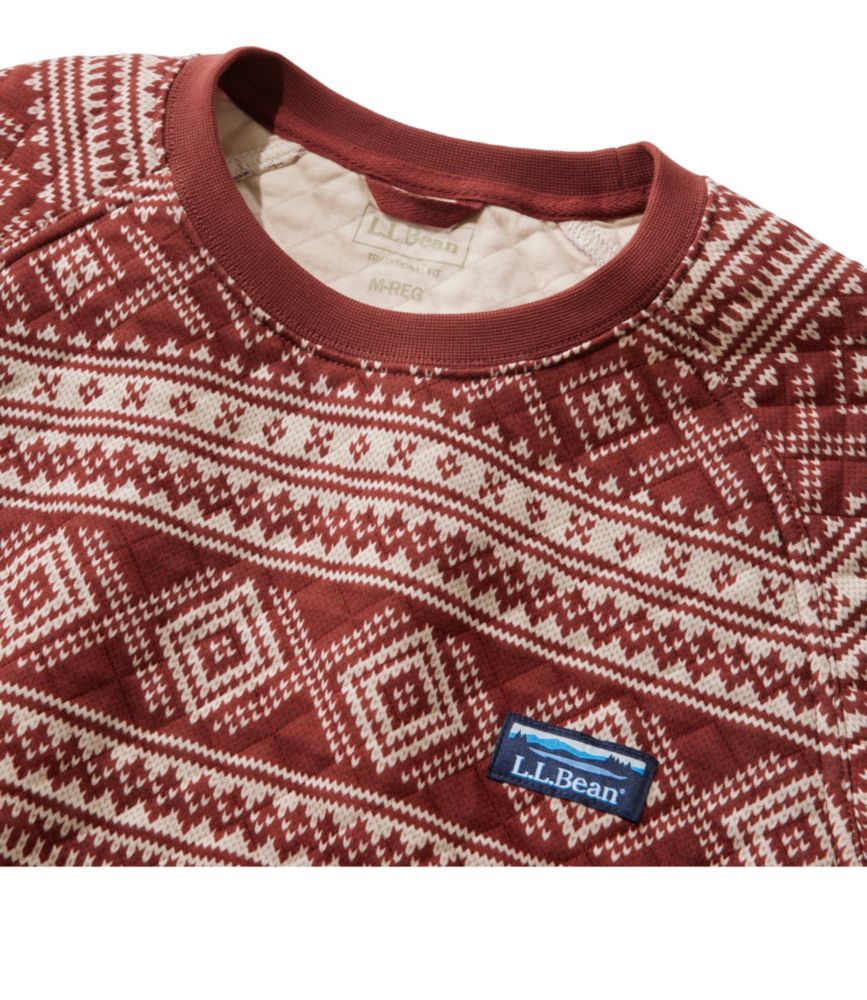 Men's Bean's Quilted Sweatshirt, Crewneck, Print, Red Chestnut Fair Isle, small image number 4