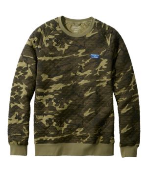 Men's Bean's Quilted Sweatshirt, Crewneck, Print, New