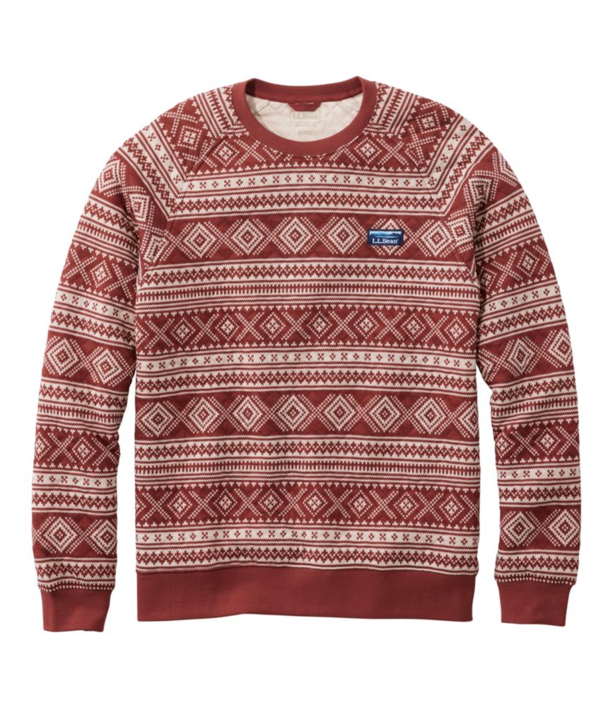 Men's Bean's Quilted Sweatshirt, Crewneck, Print, Red Chestnut Fair Isle, small image number 1