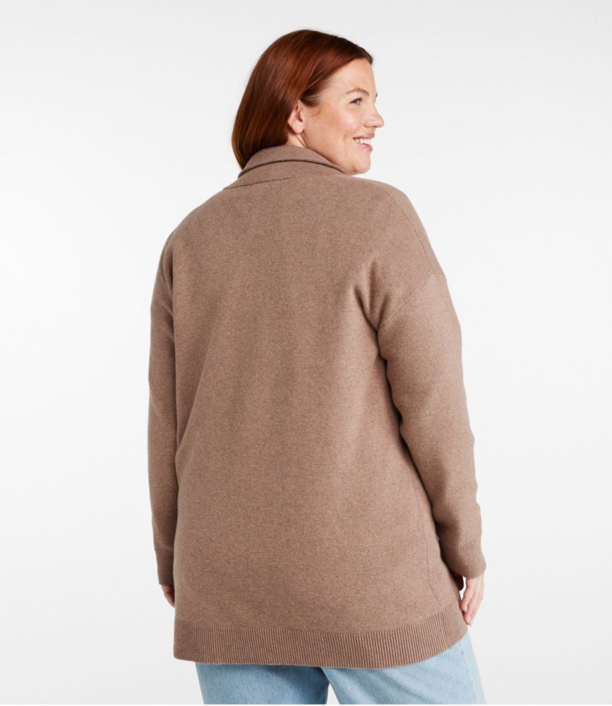 Women's Wicked Soft Cotton/Cashmere Coatigan Sweater, Camel Brown Heather, small image number 3