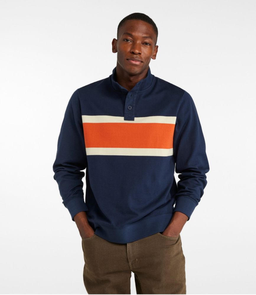 Men's Bean's Vintage Soft Rugby, Mockneck, Chest Stripe