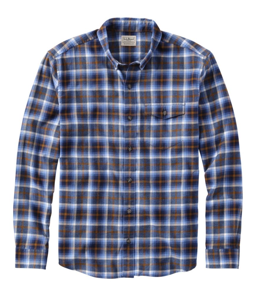 Men's Brushed Jaspé Twill Shirt, Plaid, Traditional Untucked Fit