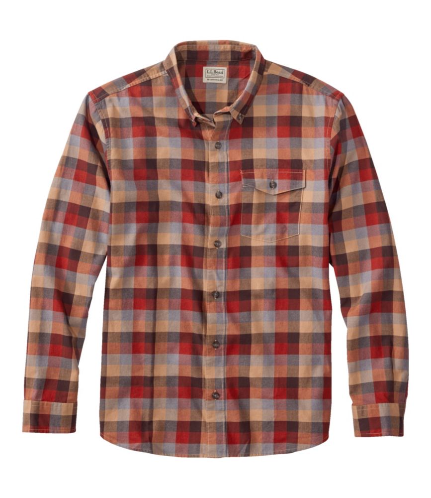 Men's Brushed Jaspé Twill Shirt, Plaid, Traditional Untucked Fit