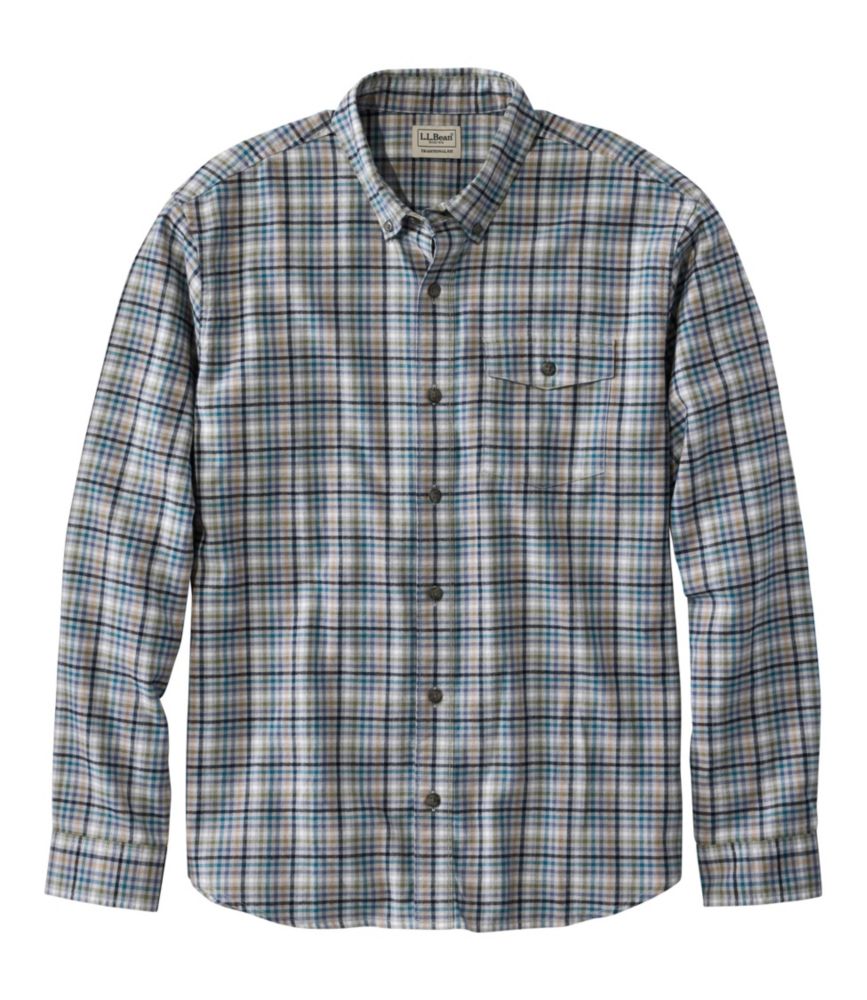 Men's Brushed Jaspé Twill Shirt, Plaid, Traditional Untucked Fit