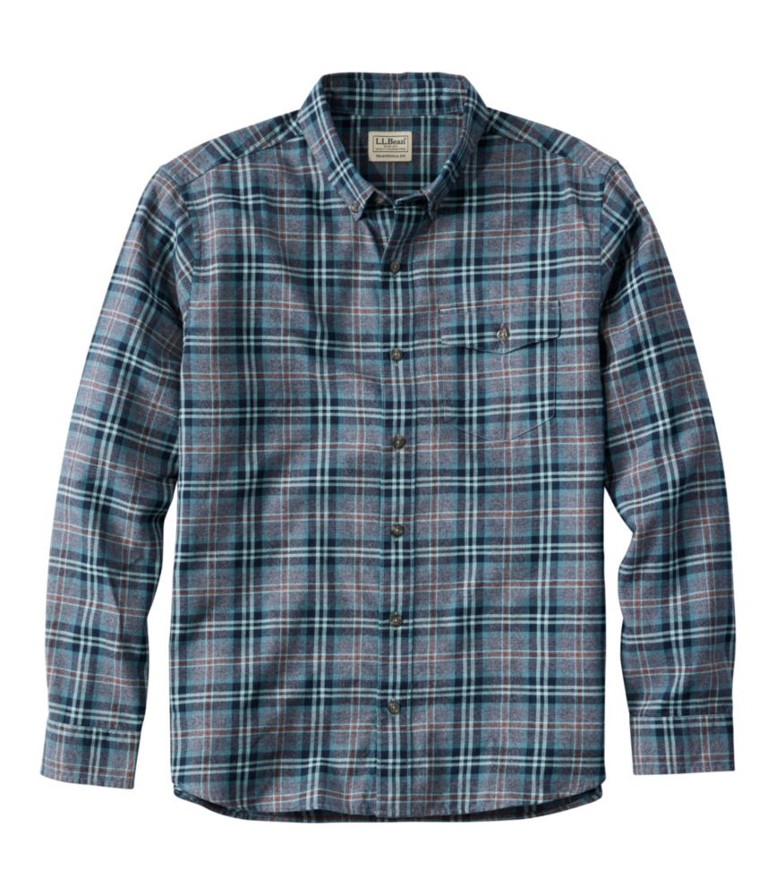 Men's Brushed Jaspé Twill Shirt, Plaid, Traditional Untucked Fit