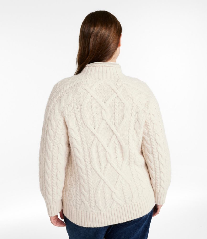 Women's 1912 Heritage Wool Blend Mockneck Cardigan, Oatmeal Marl, small image number 3