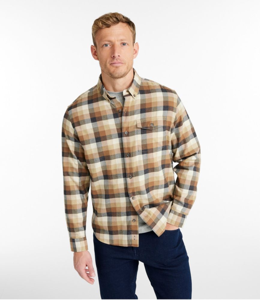 Men's Brushed Jaspé Twill Shirt, Plaid, Traditional Untucked Fit, Faded Sage, small image number 2