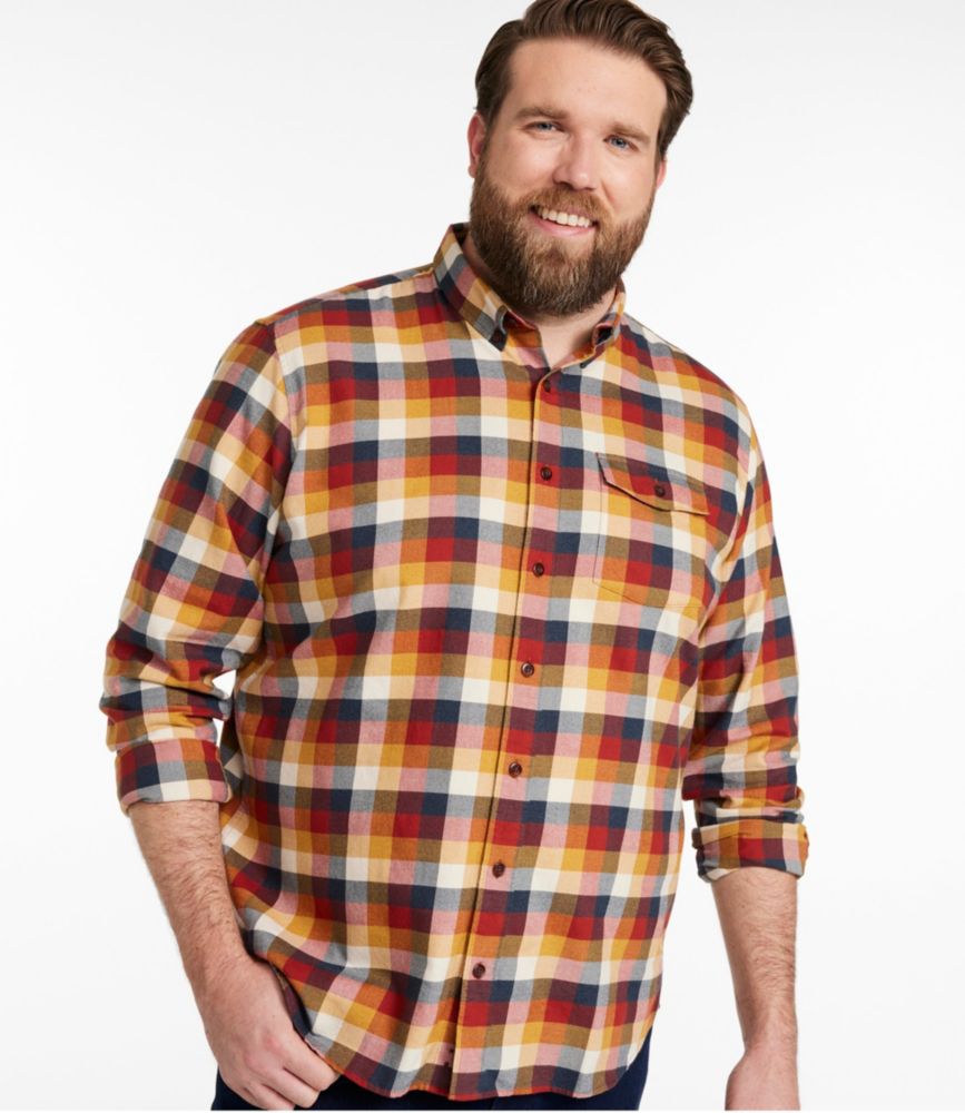 Men's Brushed Jaspé Twill Shirt, Plaid, Traditional Untucked Fit, Apple Cinnamon, small image number 4