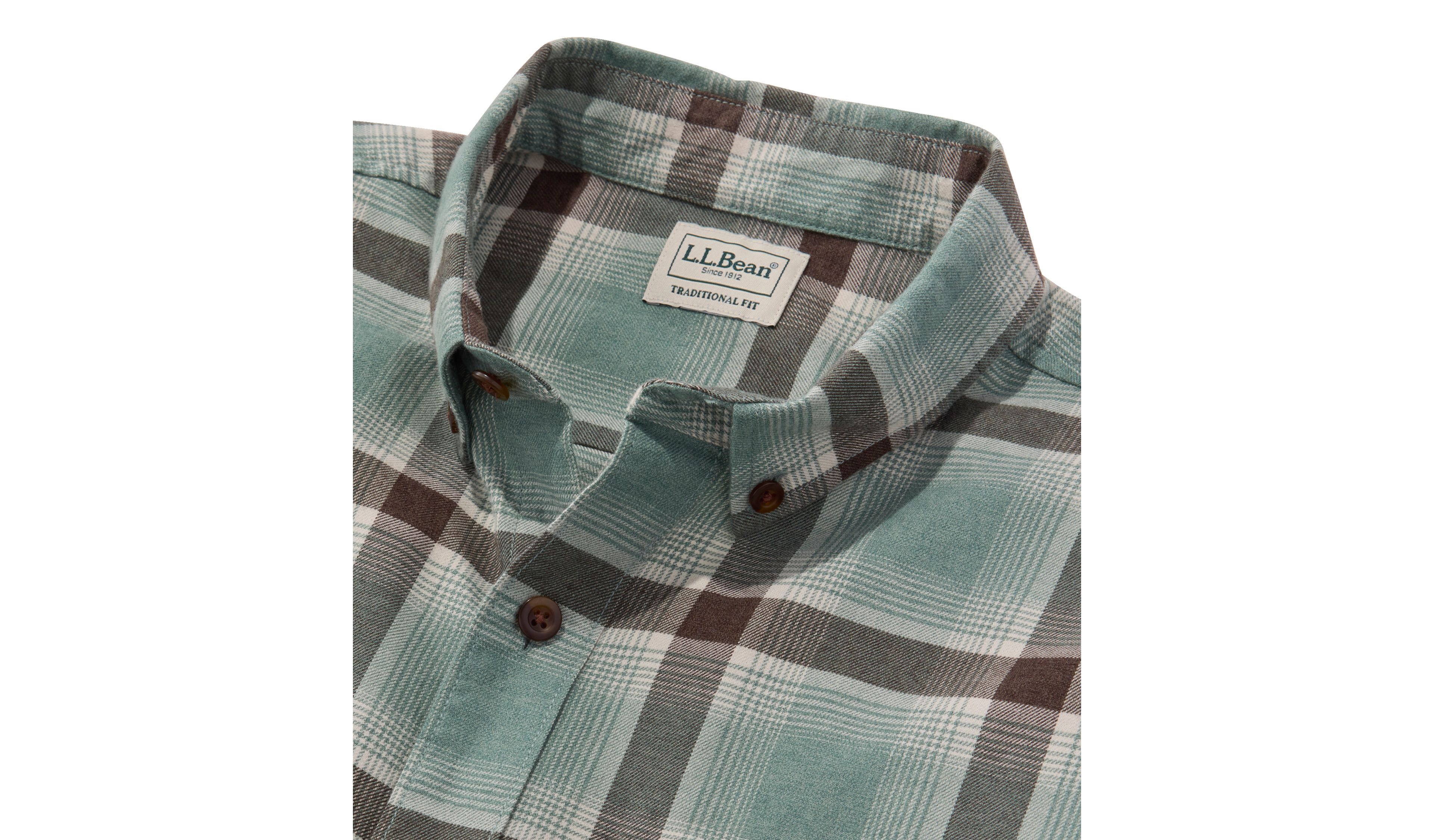 Men's Brushed Jaspé Twill Shirt, Traditional Fit, Plaid