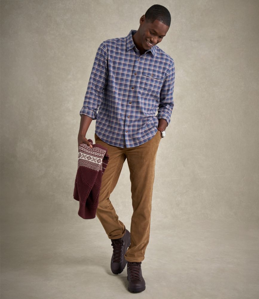 Men's Brushed Jaspé Twill Shirt, Plaid, Traditional Untucked Fit, Apple Cinnamon, small image number 6