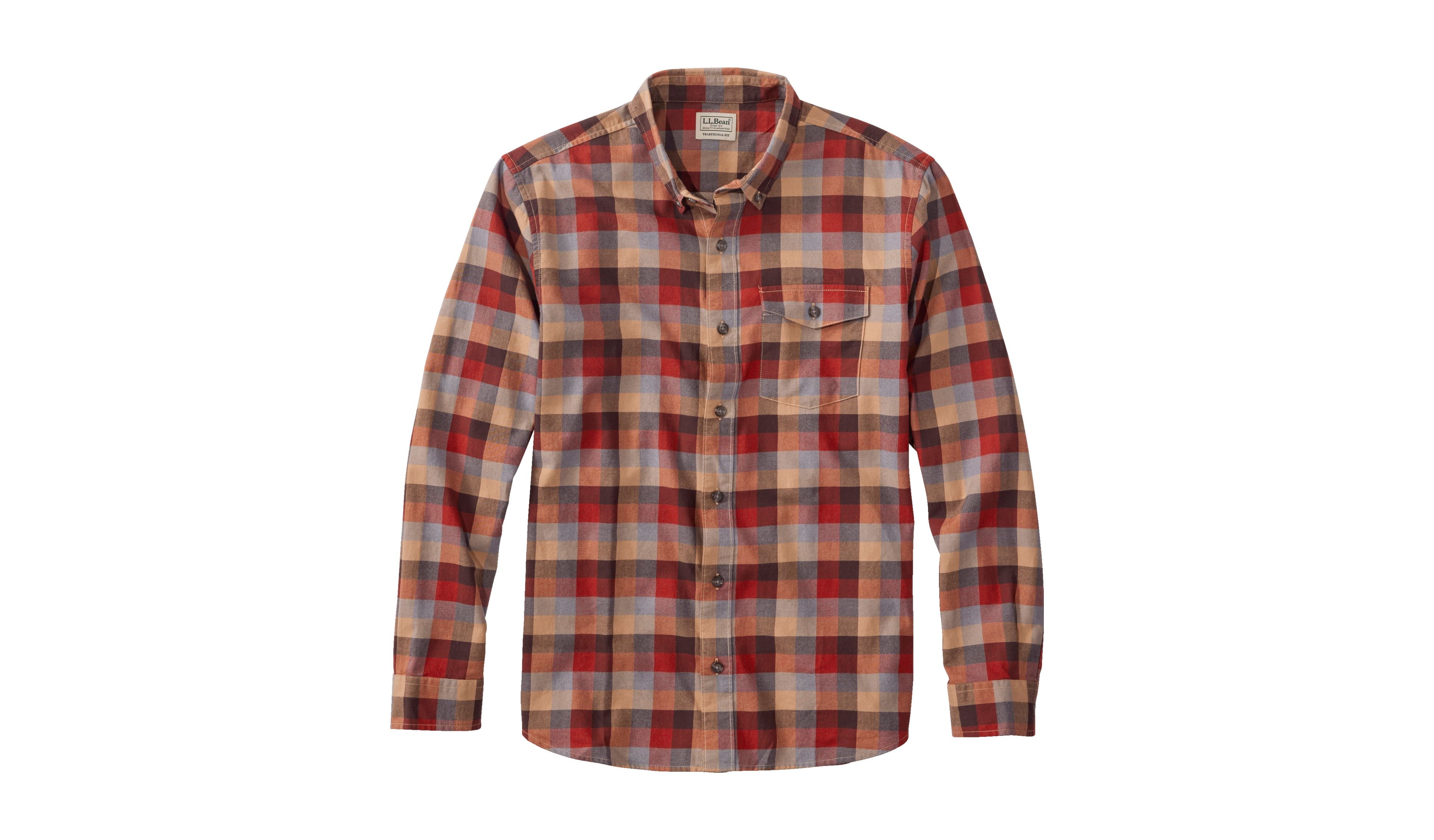 Men's Brushed Jaspé Twill Shirt, Traditional Fit, Plaid