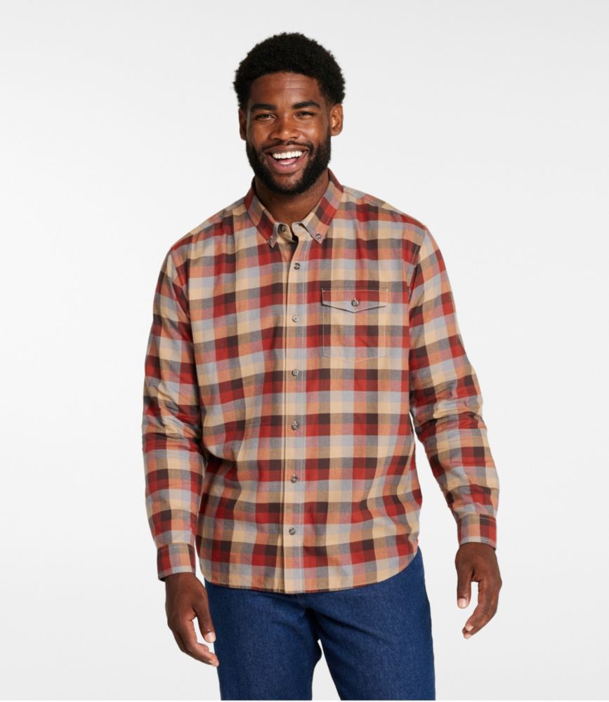 Men's Brushed Jaspé Twill Shirt, Plaid, Traditional Untucked Fit