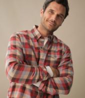 Men's Brushed Jaspé Twill Shirt, Plaid, Traditional Untucked Men's Brushed Jaspé Twill Shirt, Plaid, Traditional Untucked