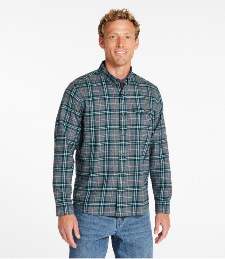 Men's Brushed Jaspé Twill Shirt, Plaid, Traditional Untucked Fit
