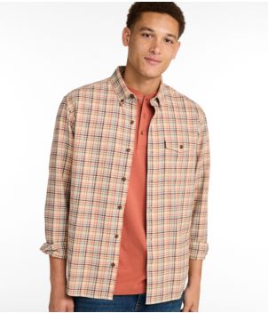 Men's Brushed Jaspé Twill Shirt, Plaid, Traditional Untucked Fit