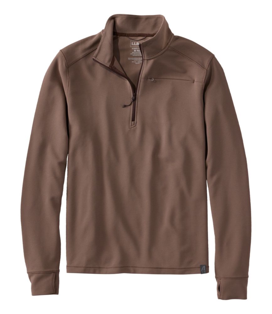 Men's VentureStretch Ottoman-Rib Pullover, Quarter-Zip, Weathered Oak, small image number 1