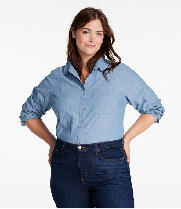 Women's Essential Chambray Shirt, Clean Indigo, large image number 1