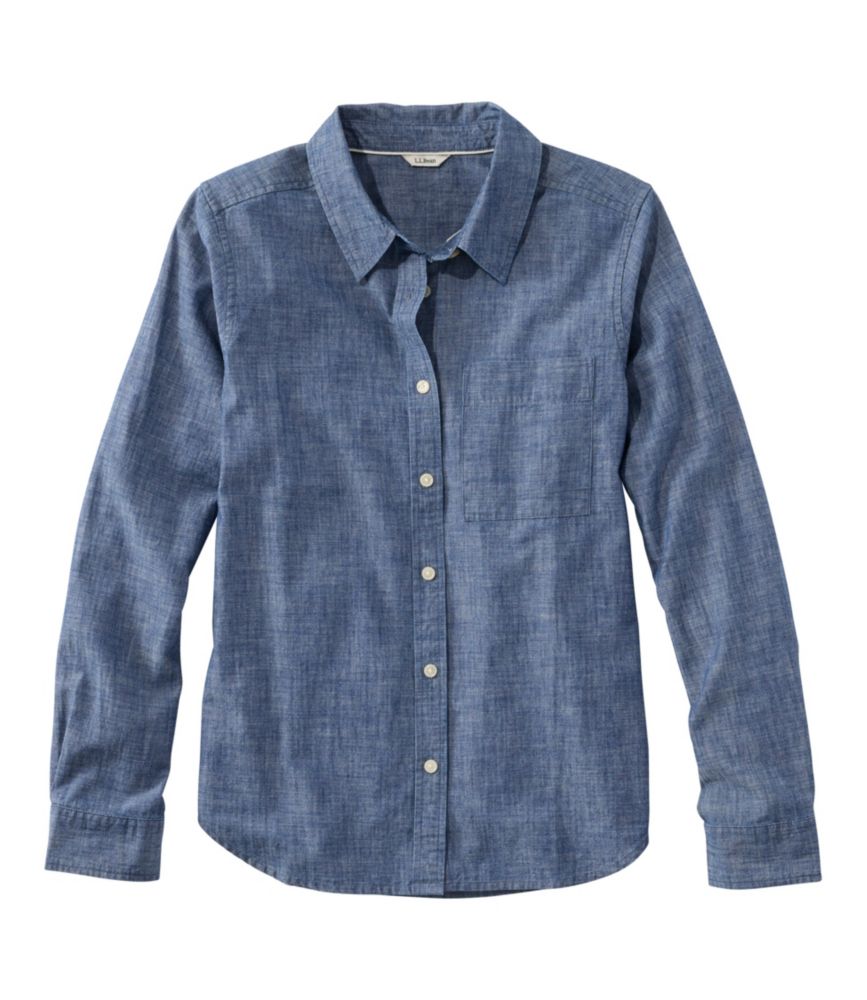 Women's Essential Cotton Shirt, Chambray Long Sleeve