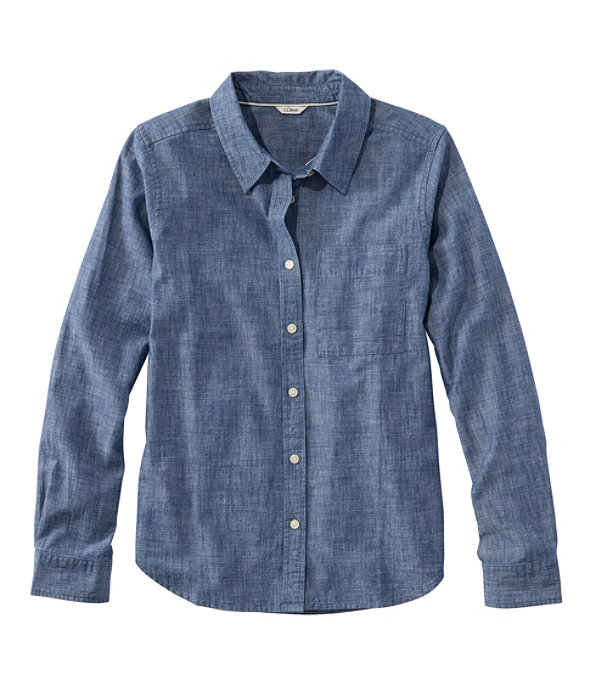 Women's Essential Chambray Shirt, Dark Chambray, large image number 0