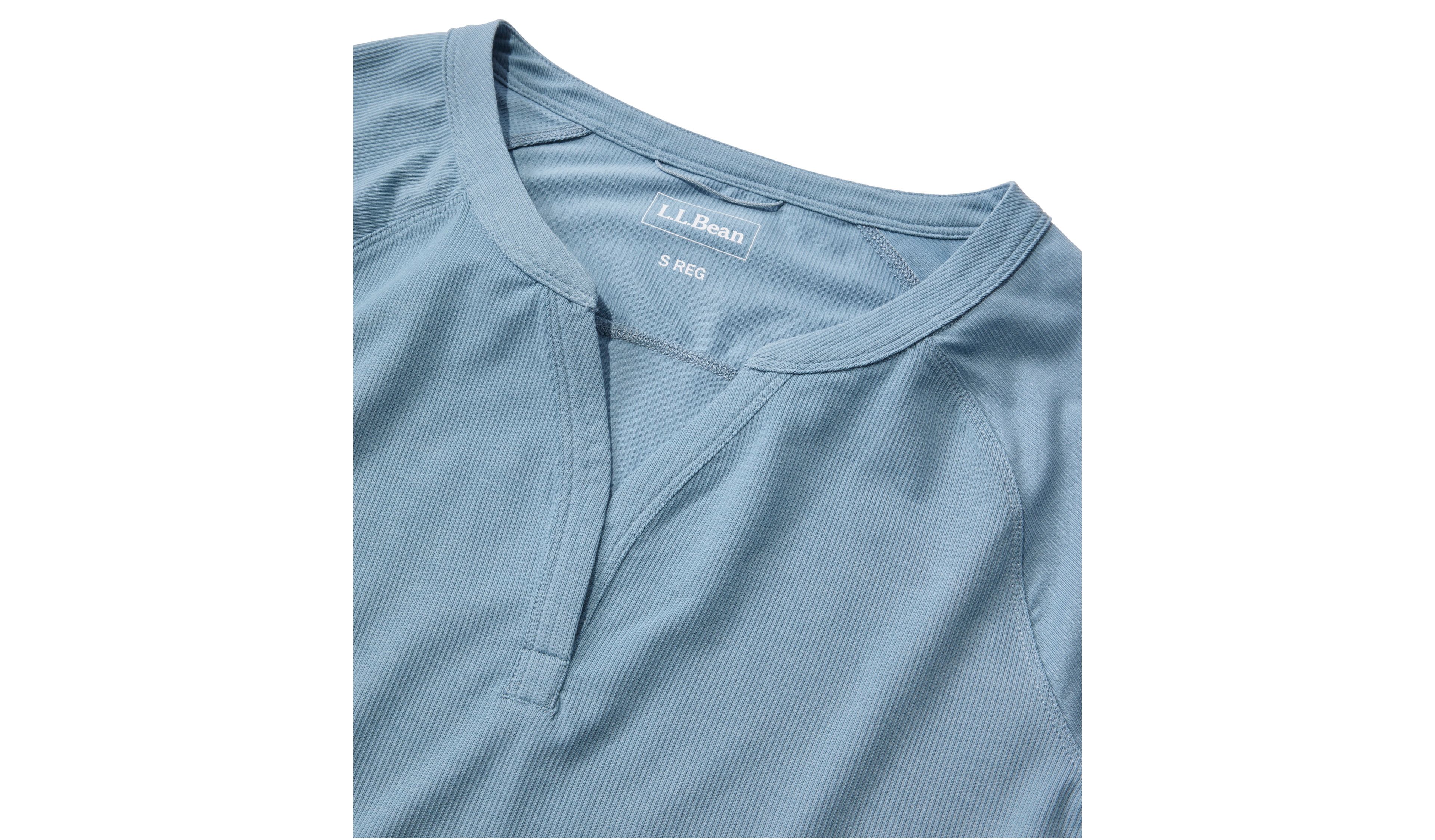 Women's Ribbed Performance Tee, Long-Sleeve Splitneck