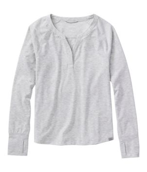 Women's Ribbed Performance Tee, Long-Sleeve Splitneck