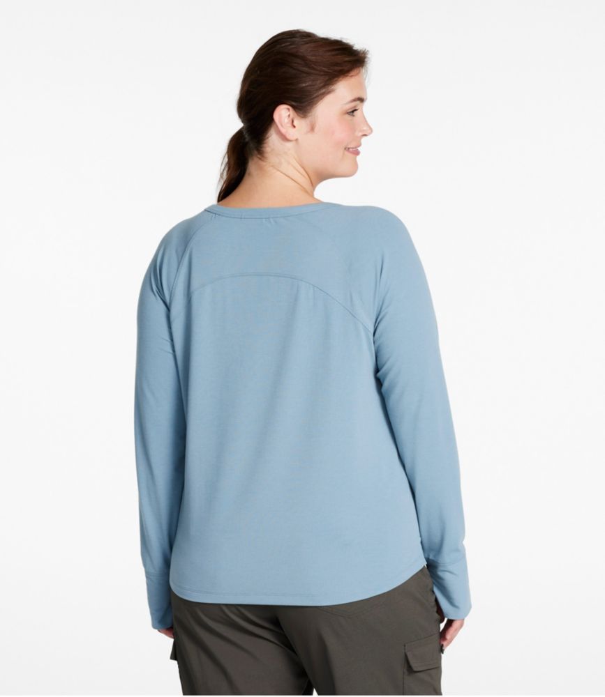 Women's Ribbed Performance Tee, Long-Sleeve Splitneck, Cadet Blue, small image number 3