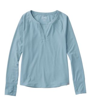 Women's Ribbed Performance Tee, Long-Sleeve Splitneck, New