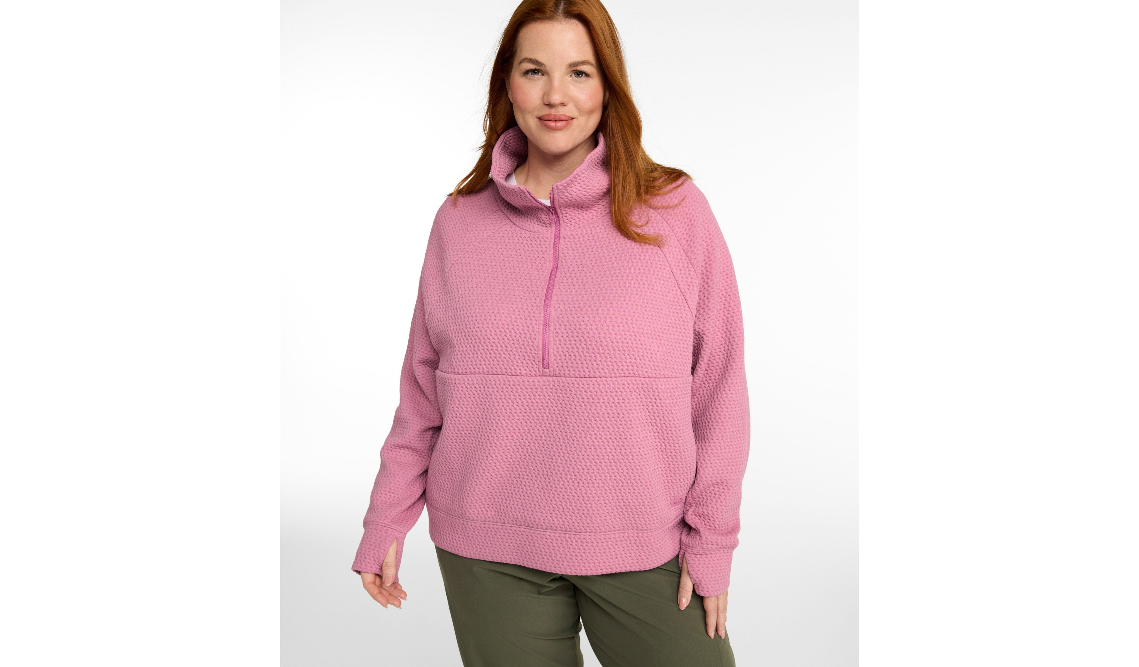 Women's Ridgeknit Half-Zip Pullover, Oversized