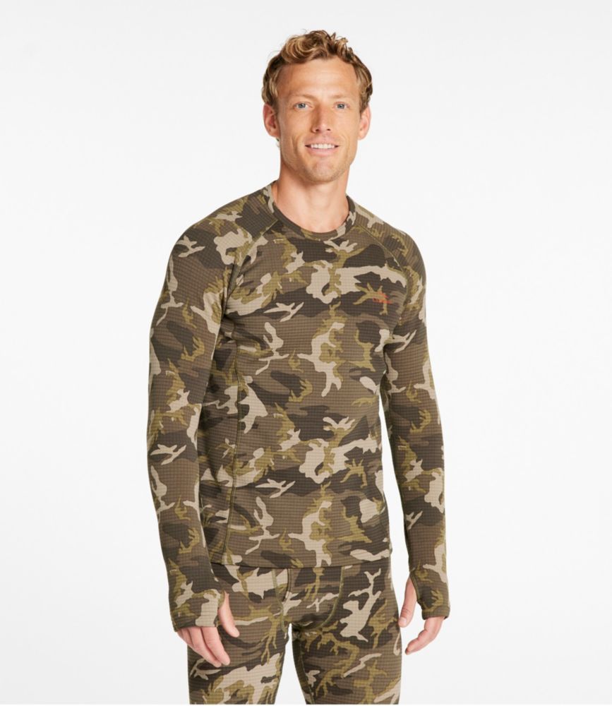 Men's L.L.Bean Heavyweight Base Layer Crew Top, Print, Kelp Green Camo, small image number 2