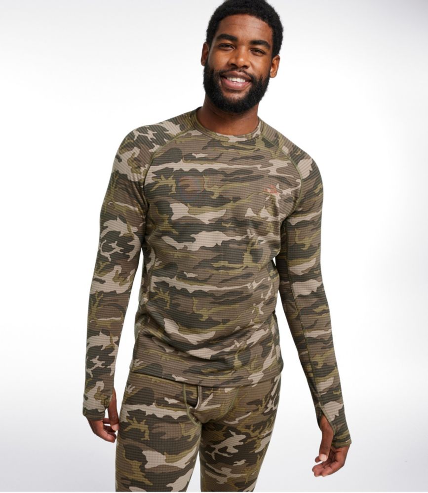 Men's L.L.Bean Heavyweight Base Layer Crew Top, Print, Kelp Green Camo, small image number 4