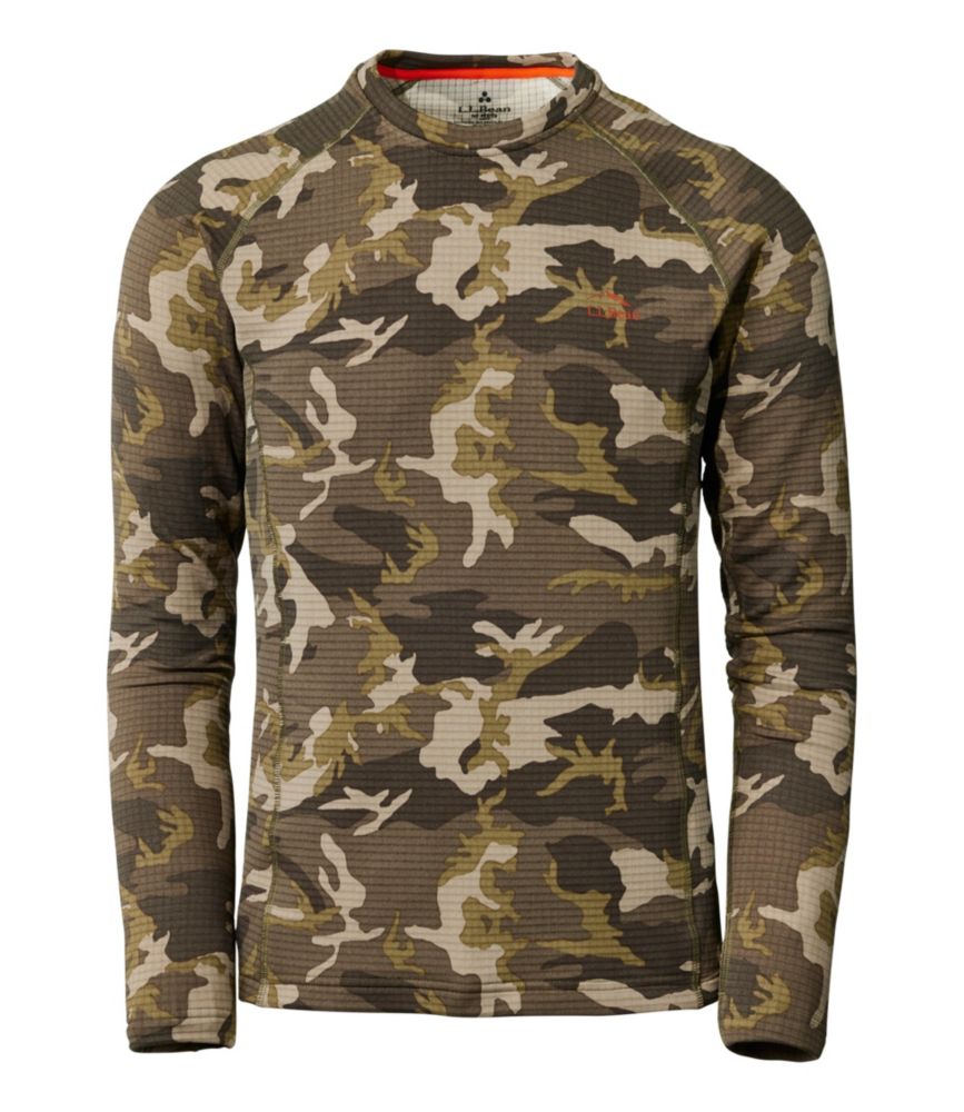 Men's L.L.Bean Heavyweight Base Layer Crew Top, Print, Kelp Green Camo, small image number 1