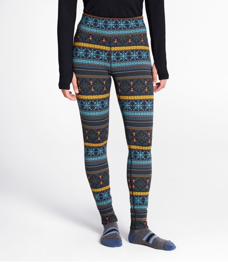 Women's L.L.Bean Heayweight Base Layer Pant, Print, Coal Snowflake Fairisle, small image number 2