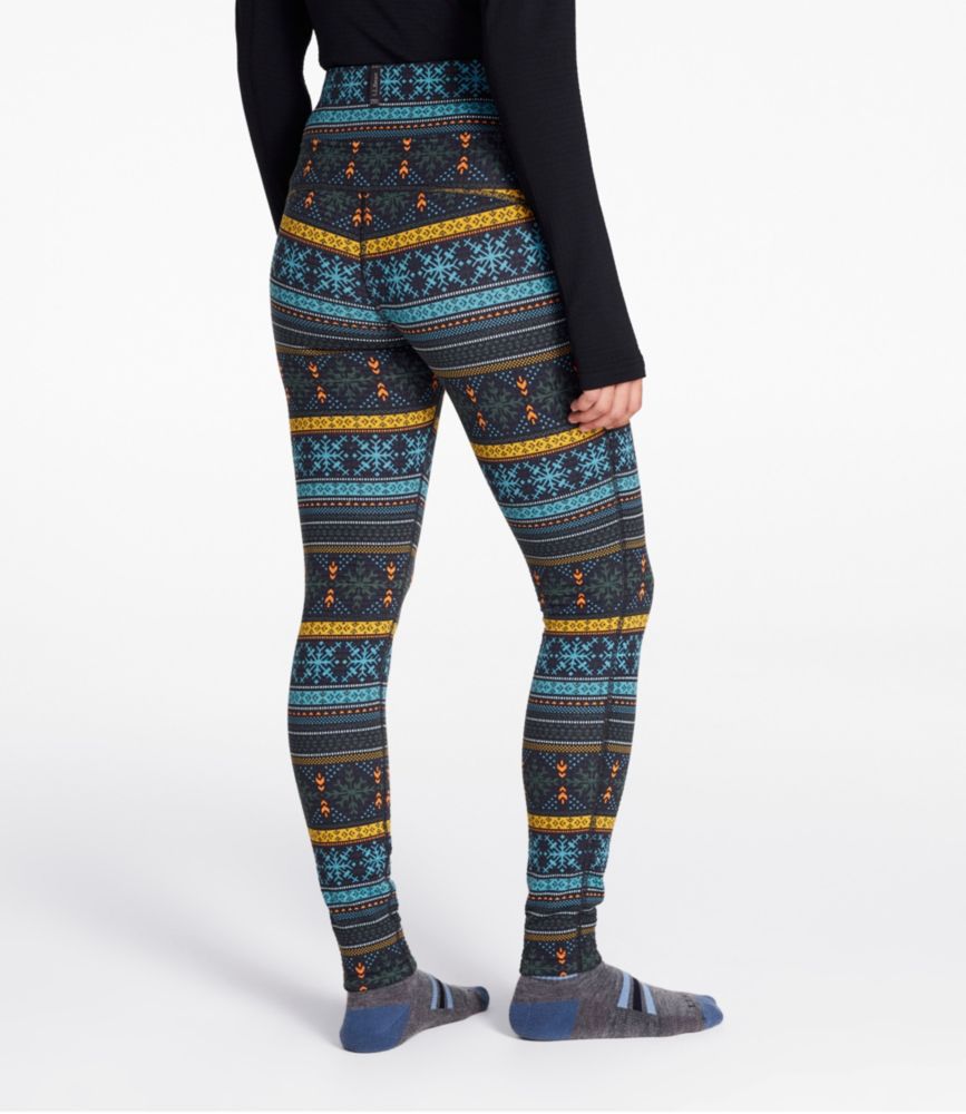 Women's L.L.Bean Heayweight Base Layer Pant, Print, Coal Snowflake Fairisle, small image number 3