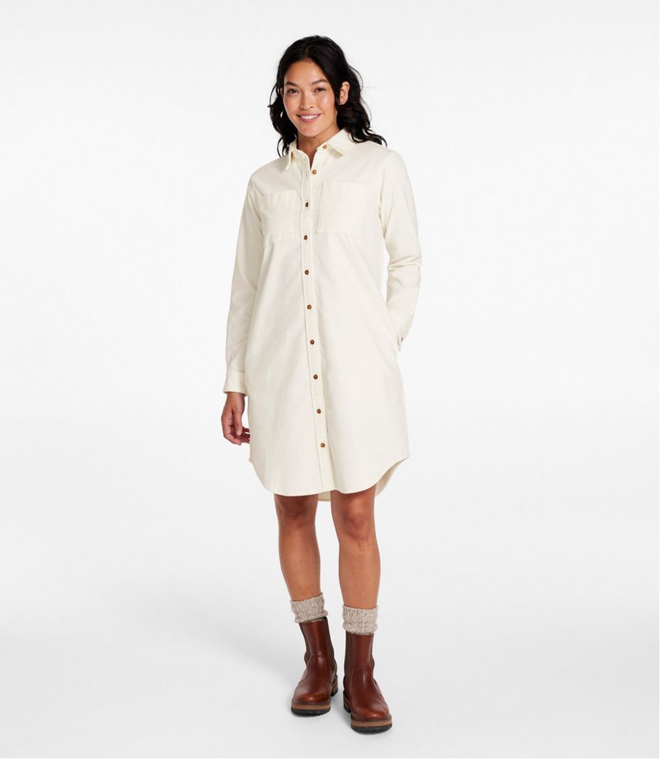 corduroy shirt dress Maeve Bettina Mini by @loverlygrey Ruffled hemline Corduroy Cora Shirt Dress Brown