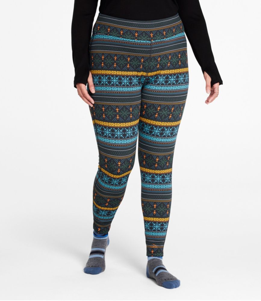 Women's L.L.Bean Heayweight Base Layer Pant, Print, Coal Snowflake Fairisle, small image number 2