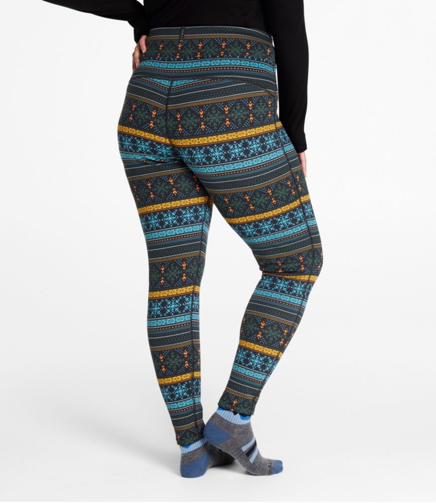 Women's L.L.Bean Heayweight Base Layer Pant, Print, Coal Snowflake Fairisle, small image number 3