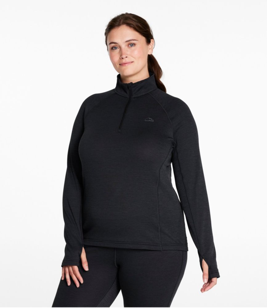 Women's L.L.Bean Midweight Base Layer Crew Top, 1/4 Zip