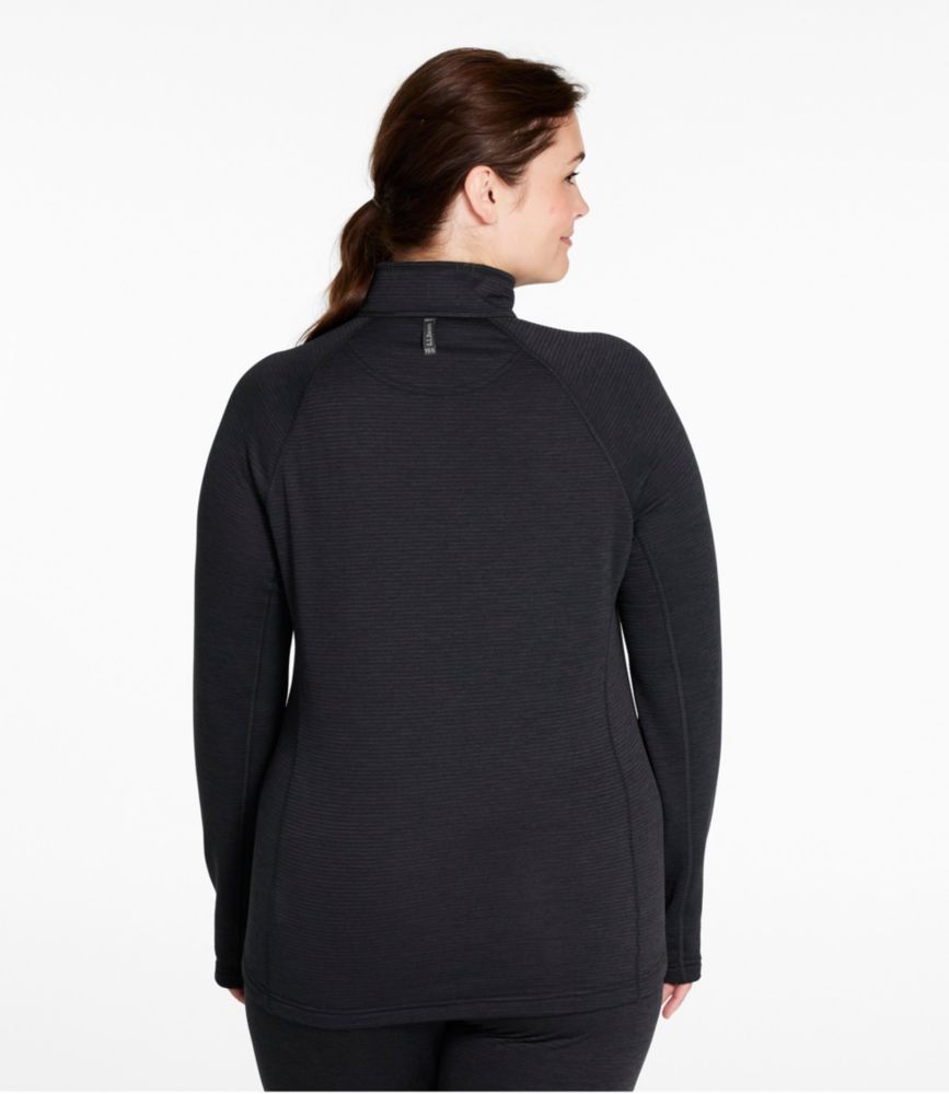 Women's L.L.Bean Midweight Base Layer Crew Top, 1/4 Zip, Carbon Navy, small image number 3