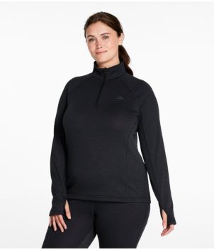 Women's L.L.Bean Midweight Base Layer Crew Top, 1/4 Zip