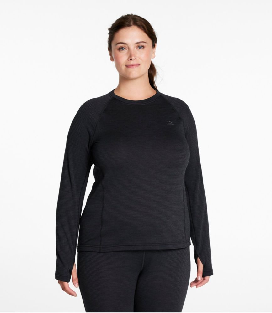 Women's L.L.Bean Midweight Base Layer Crew Top, Carbon Navy, small image number 2