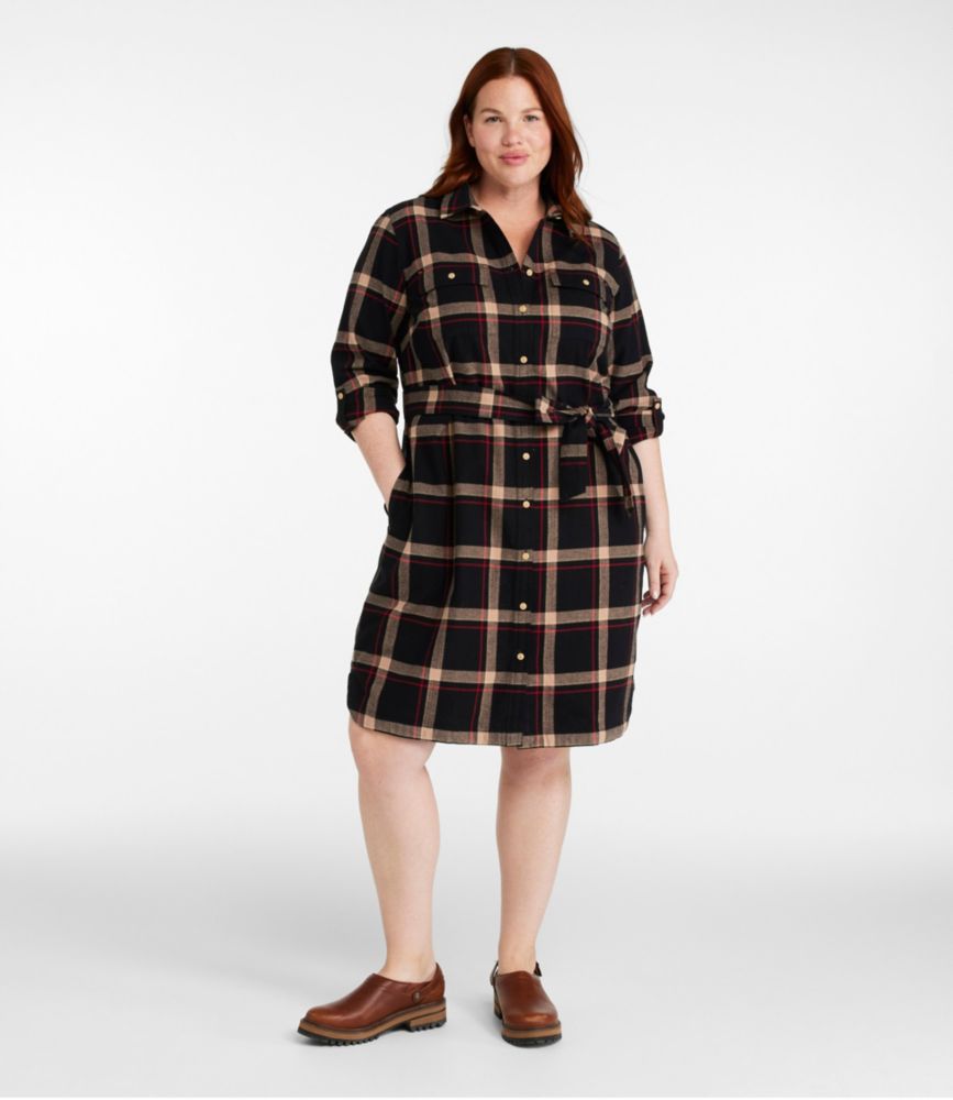 Women's Signature Camp Flannel Shirt Dress, Button-Front, Deep Blue, small image number 2