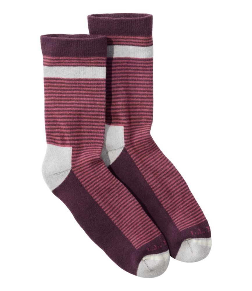 Adults' Wicked Soft Cotton Socks, Micro Stripe, Eggplant, small image number 1