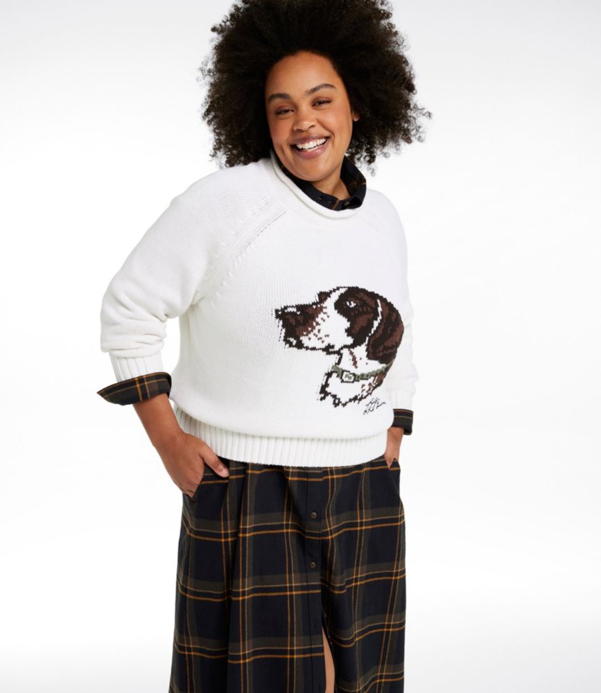 Women's Signature Original Cotton Sweater, Rollneck Novelty, Navy Birdseye, small image number 2
