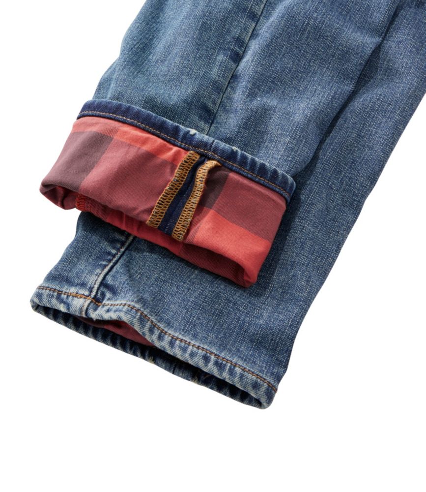 Women's Signature Lined Boyfriend Jeans, Low-Rise Straight-Leg Flannel-Lined