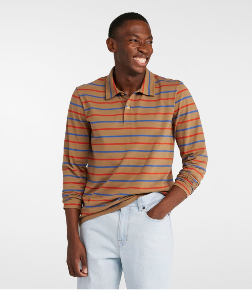 Men's Signature Stonecoast Polo, Long-Sleeve, Stripe, Walnut Stripe, small image number 2