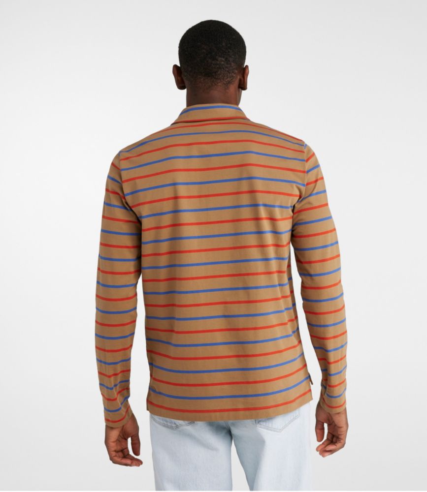Men's Signature Stonecoast Polo, Long-Sleeve, Stripe, Walnut Stripe, small image number 3
