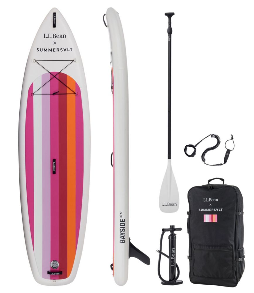 L.L.Bean X Summersalt Bayside Inflatable SUP Package, 10'6", Stripe Strawberry, small image number 1