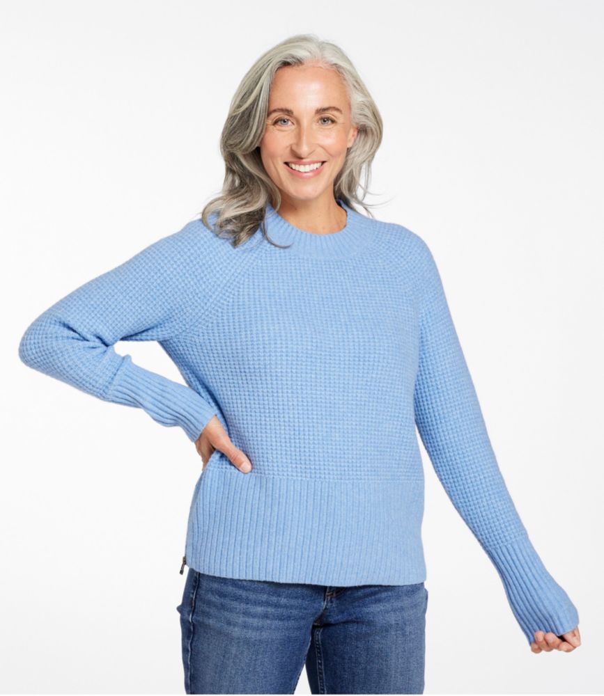 Women's SuperSoft Waffle Sweater, Crewneck, Blue Aster Heather, small image number 2